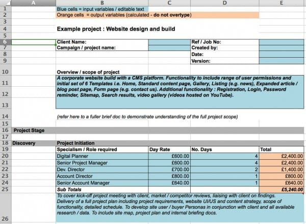 Excel-marketing-project-costing-example