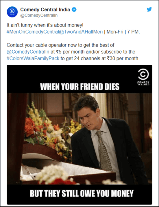 Comedy Central India Twitter post