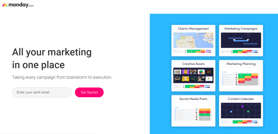 Monday.com landing page