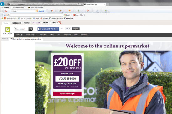 Ocado web new visitor