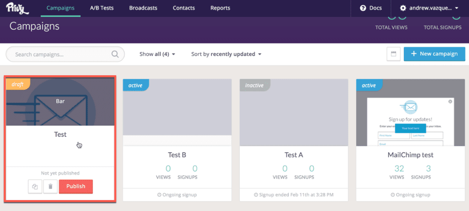 Privy dashboard