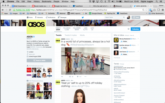 ASOS twitter feed