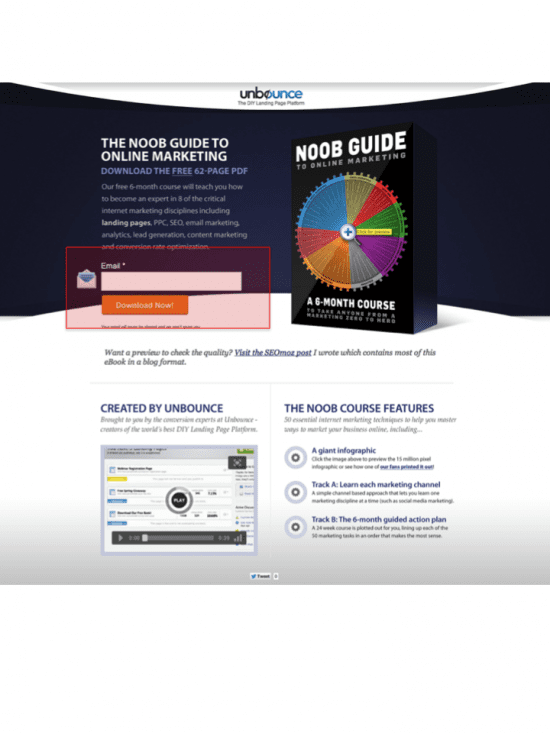 Landing page for Unbounce guide