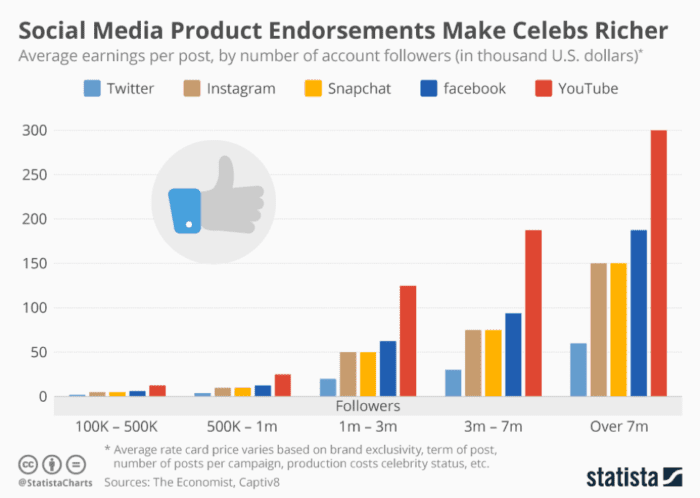 Social media product endorsements make celebs richer