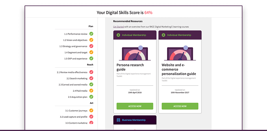 personalized learning plan screenshot