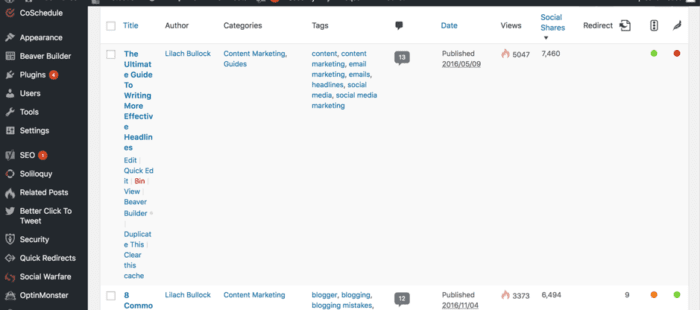 WordPress social shares